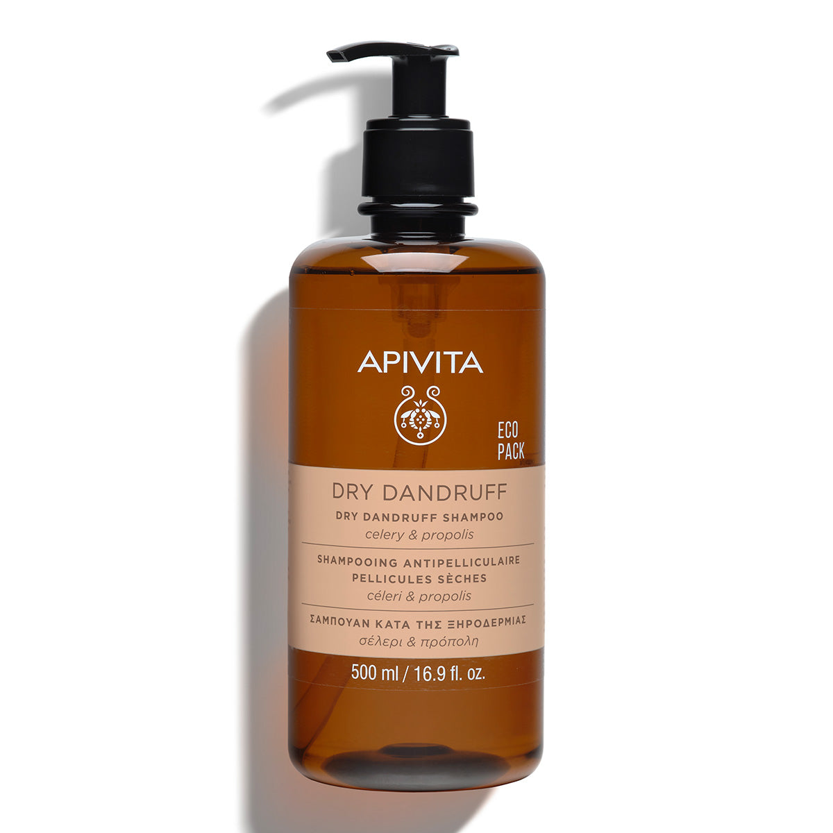 ECOPACK Champú anticaspa seca con apio y propóleo, APIVITA, 500 ml