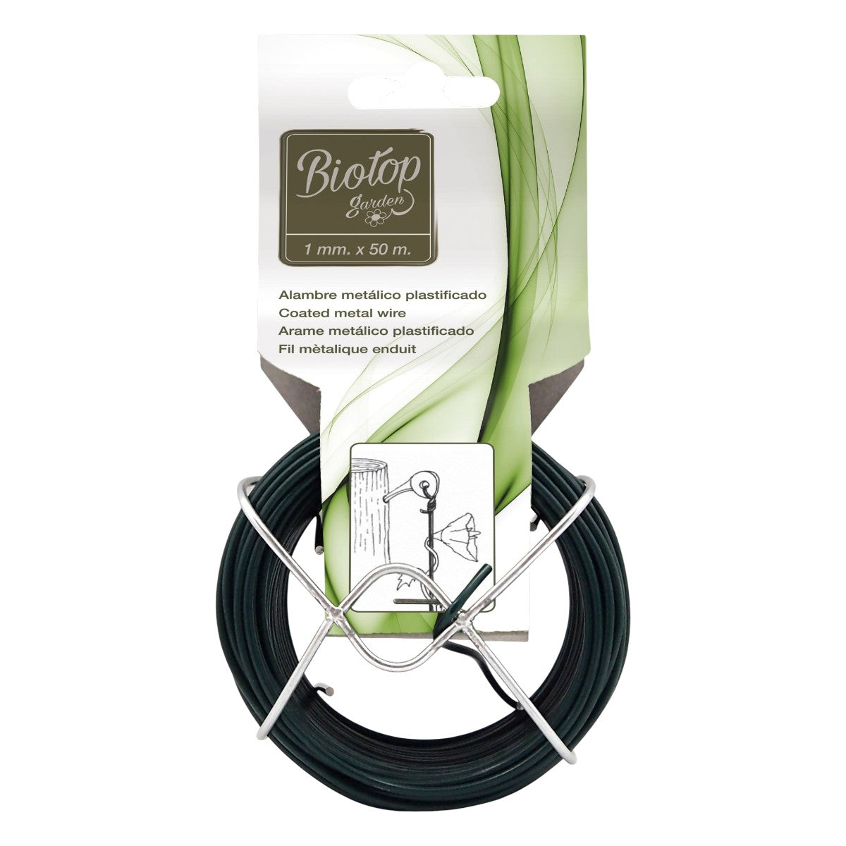 Alambre de hierro plastificado Biotop 50 m, 1 mm
