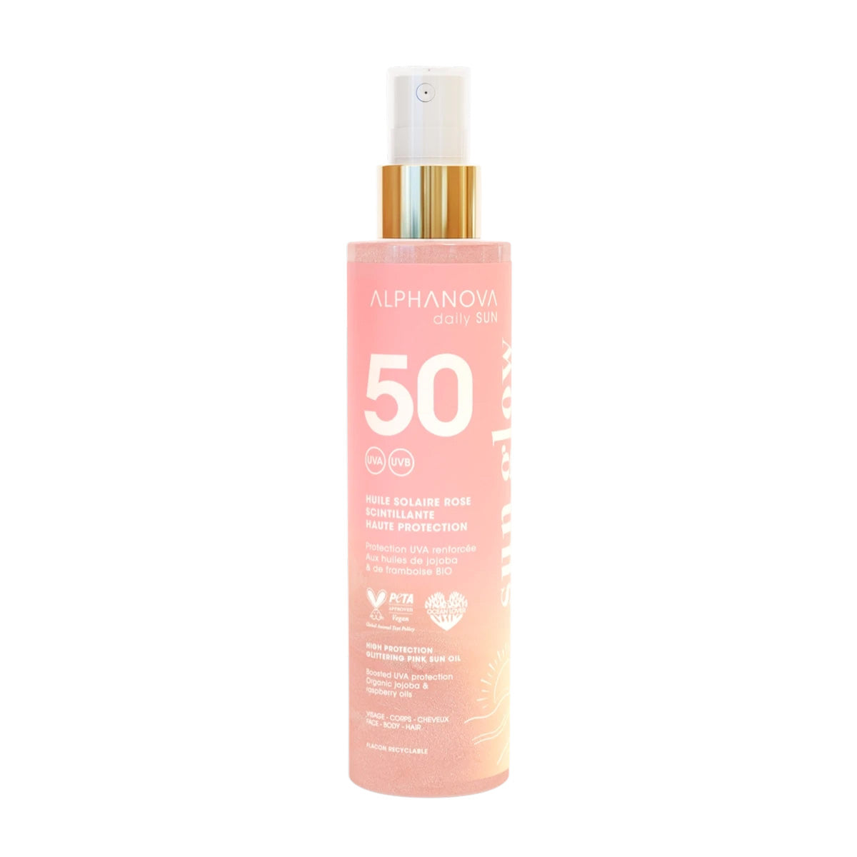 Daily sun aceite solar brillante FPS50 Alphanova 125 ml