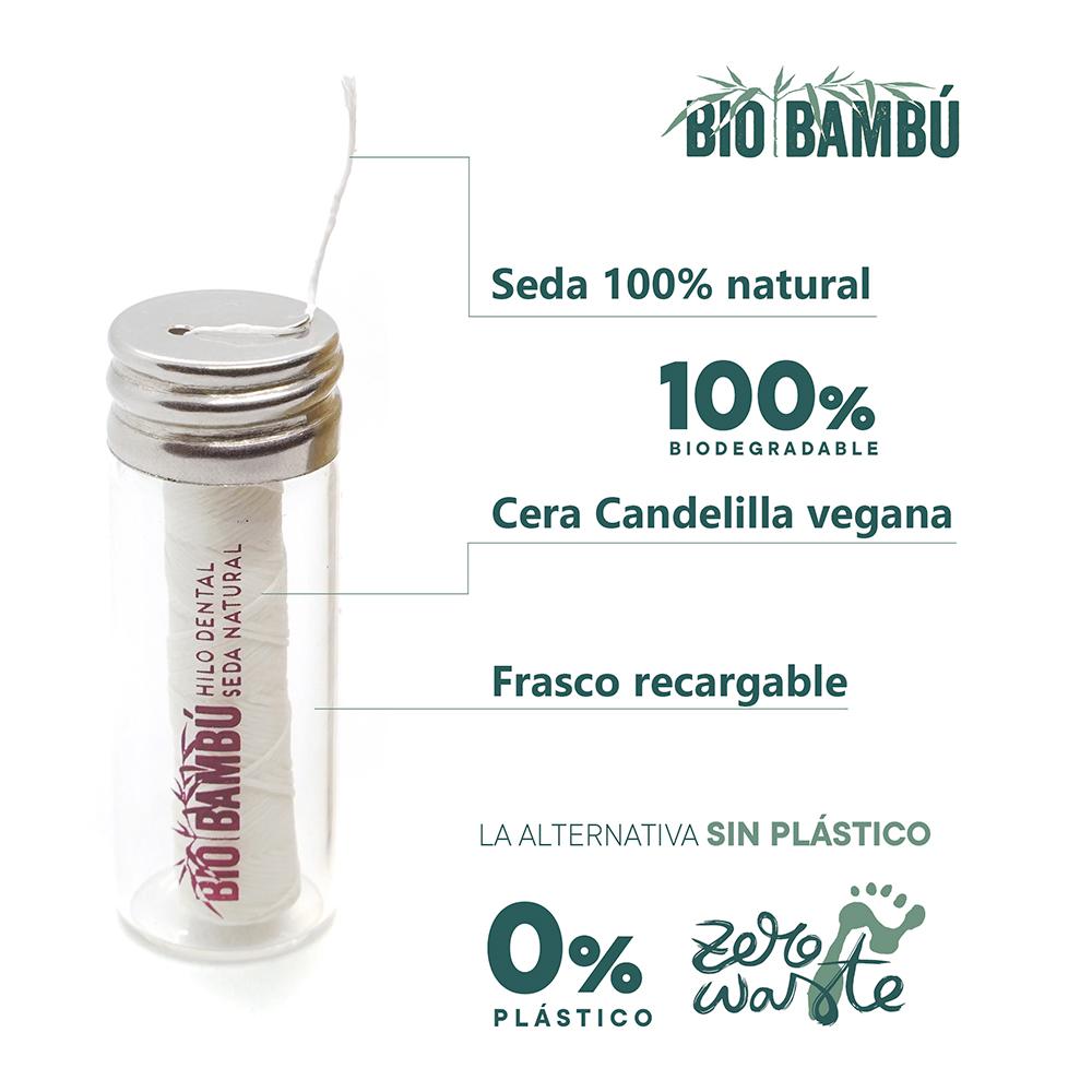 Hilo dental cera vegetal, Bio Bambú, 30 metros