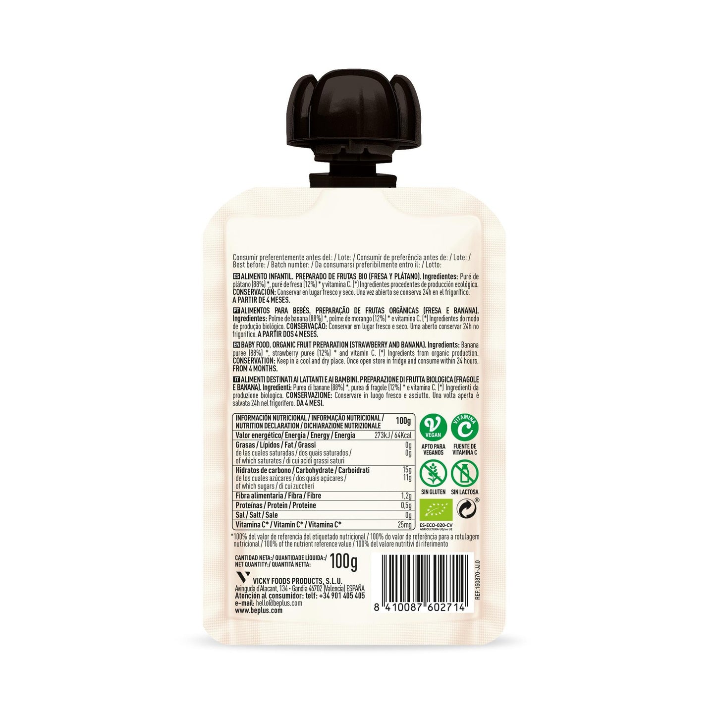 Pouch fresa y plátano BIO Be Plus 100 g