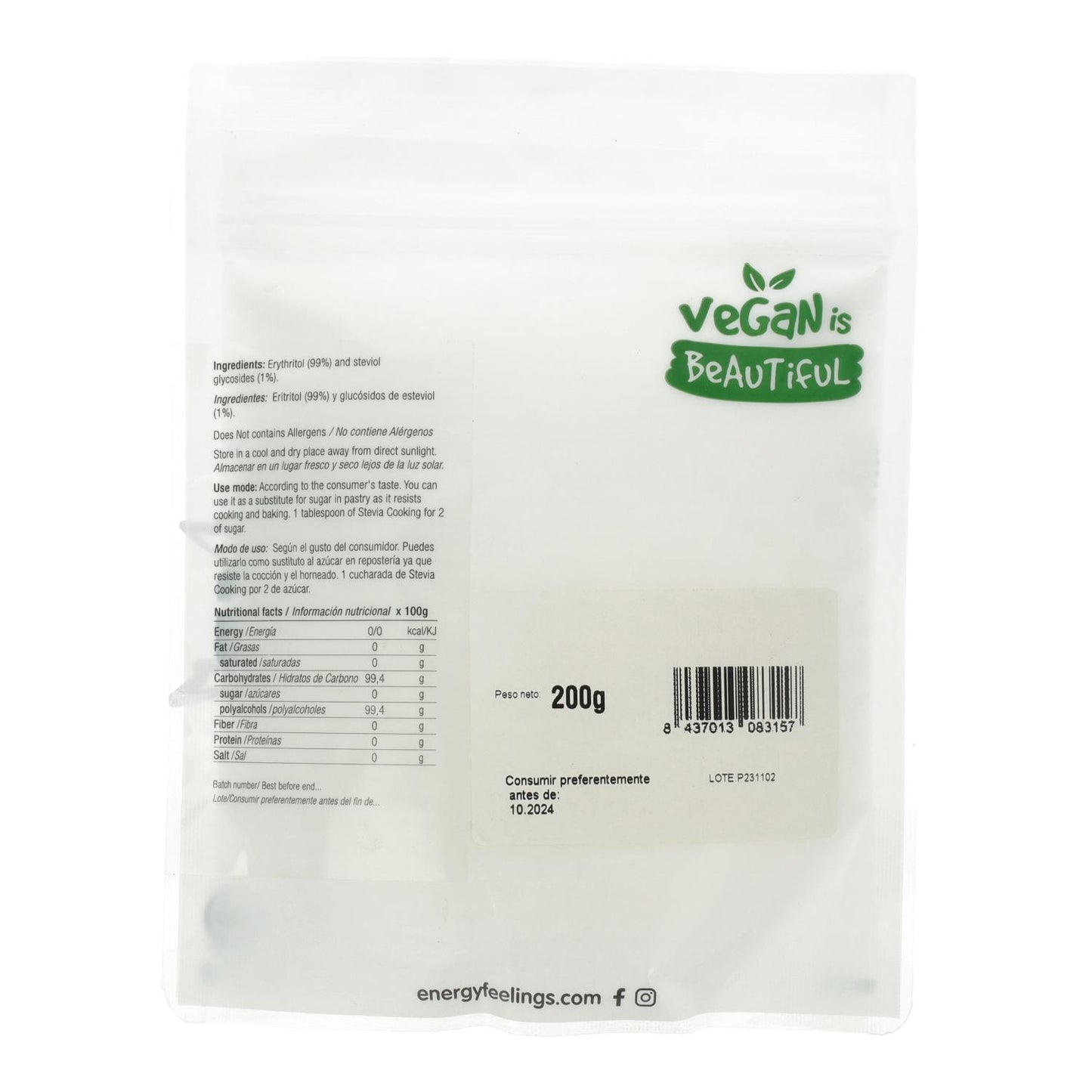 Stevia cooking 1:2 Energy Feelings