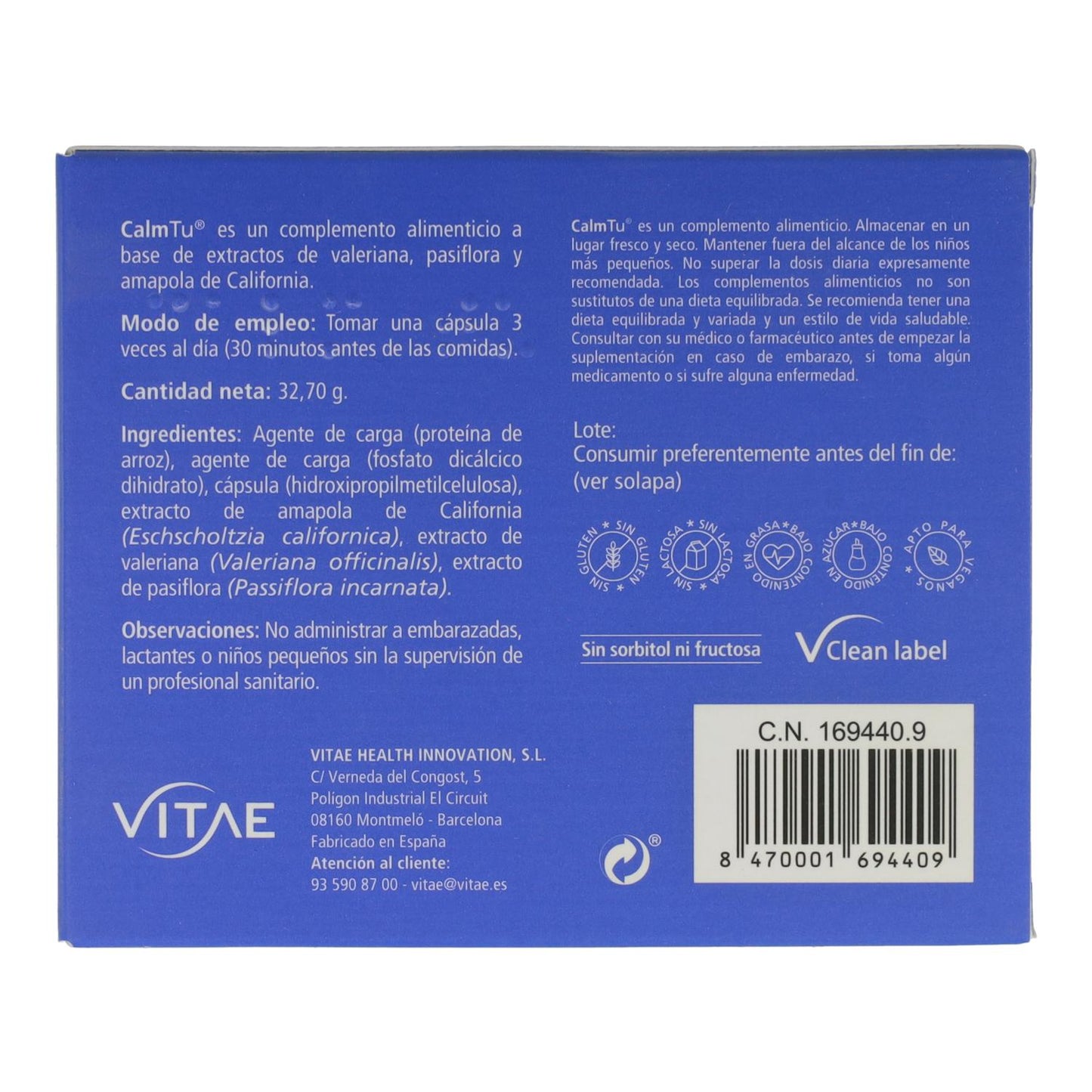 Calm Tu 60 Caps Vitae