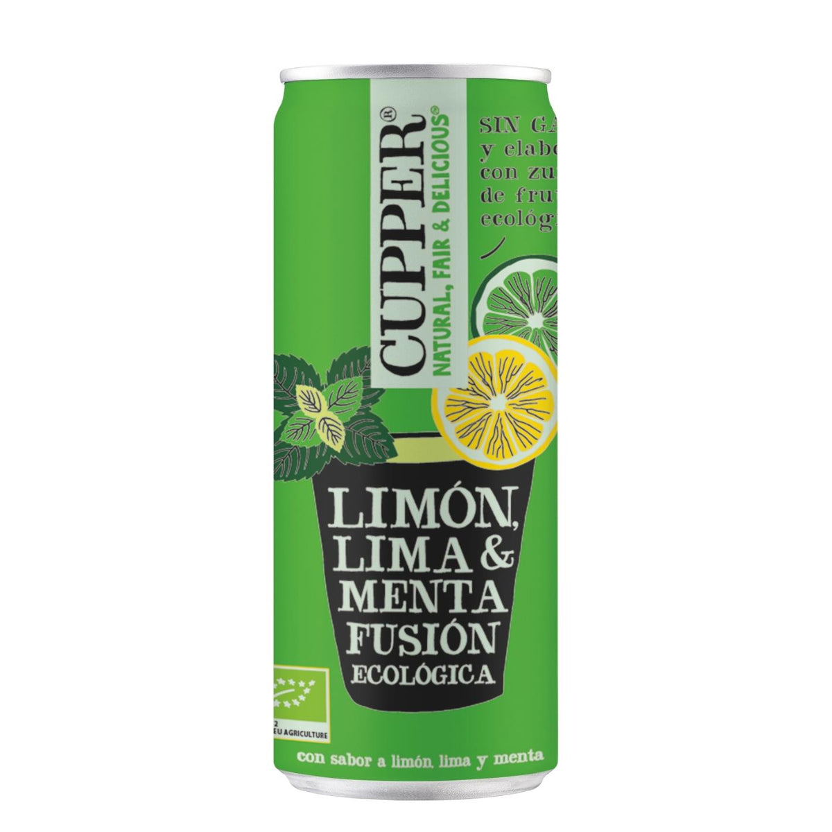 Pack x 12 Refresco de Menta, Limón y Lima Bio Cupper 250 ml