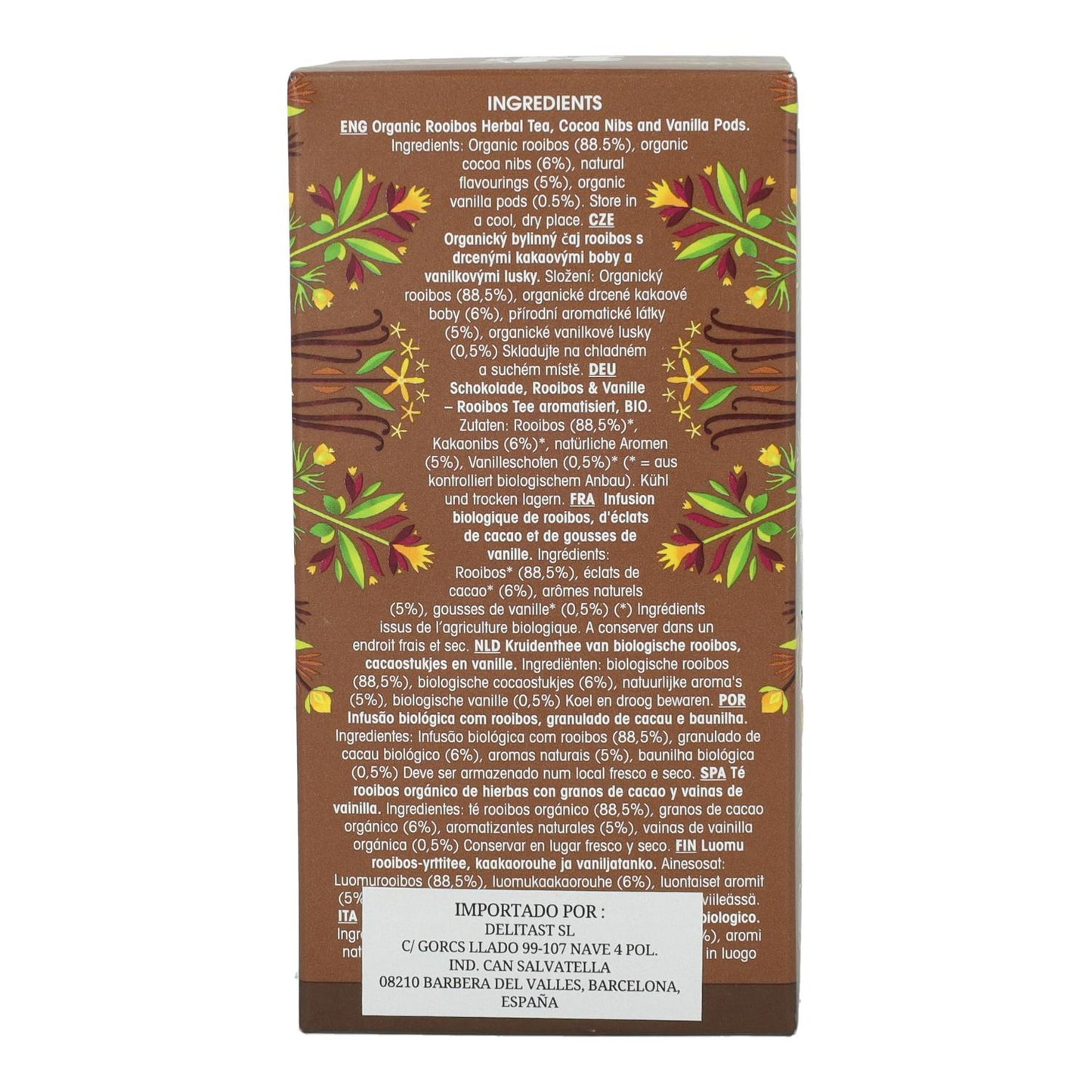 Té Rooibos Chocolate y Vainilla Bio English Tea Shop 40 g