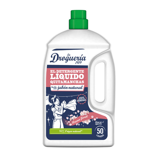 Detergente líquido con jabón natural aroma floral botella LA DROGUERIA 1919 50 dosis