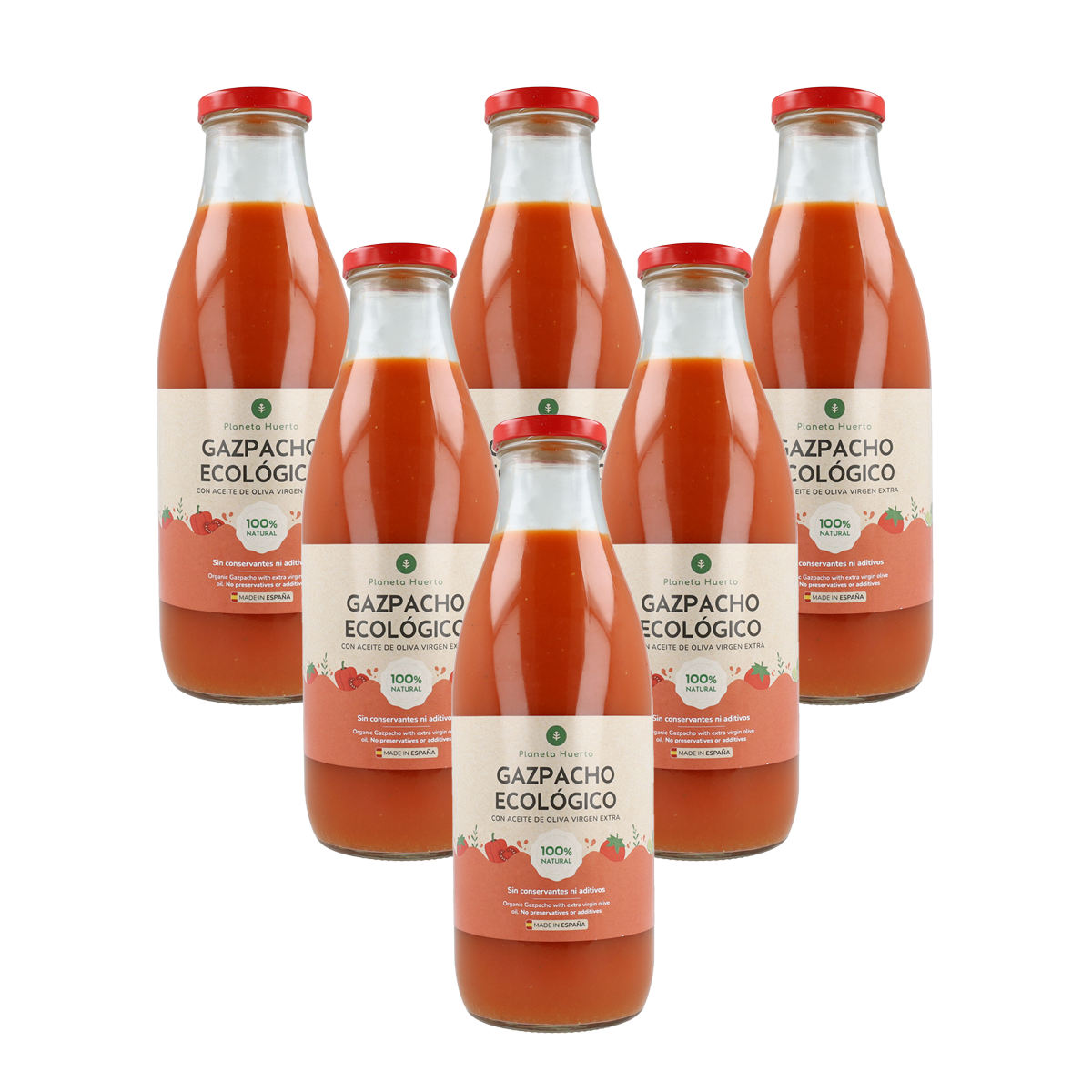Pack 6x Gazpacho tradicional ECO con AOVE Planeta Huerto 1L