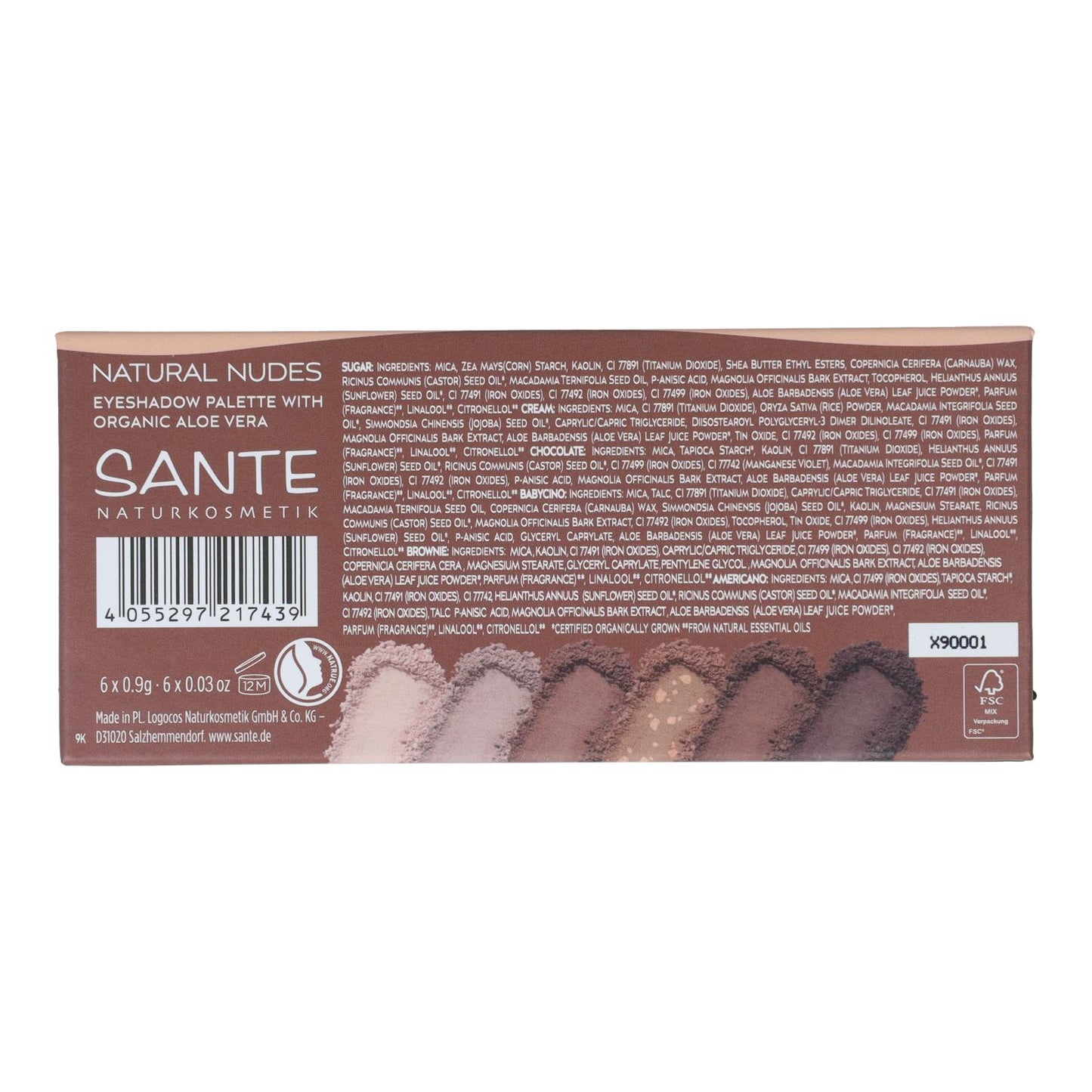 SOMBRA OJOS PALETA 6 COLORES NATURAL NUDES Sante 1 g