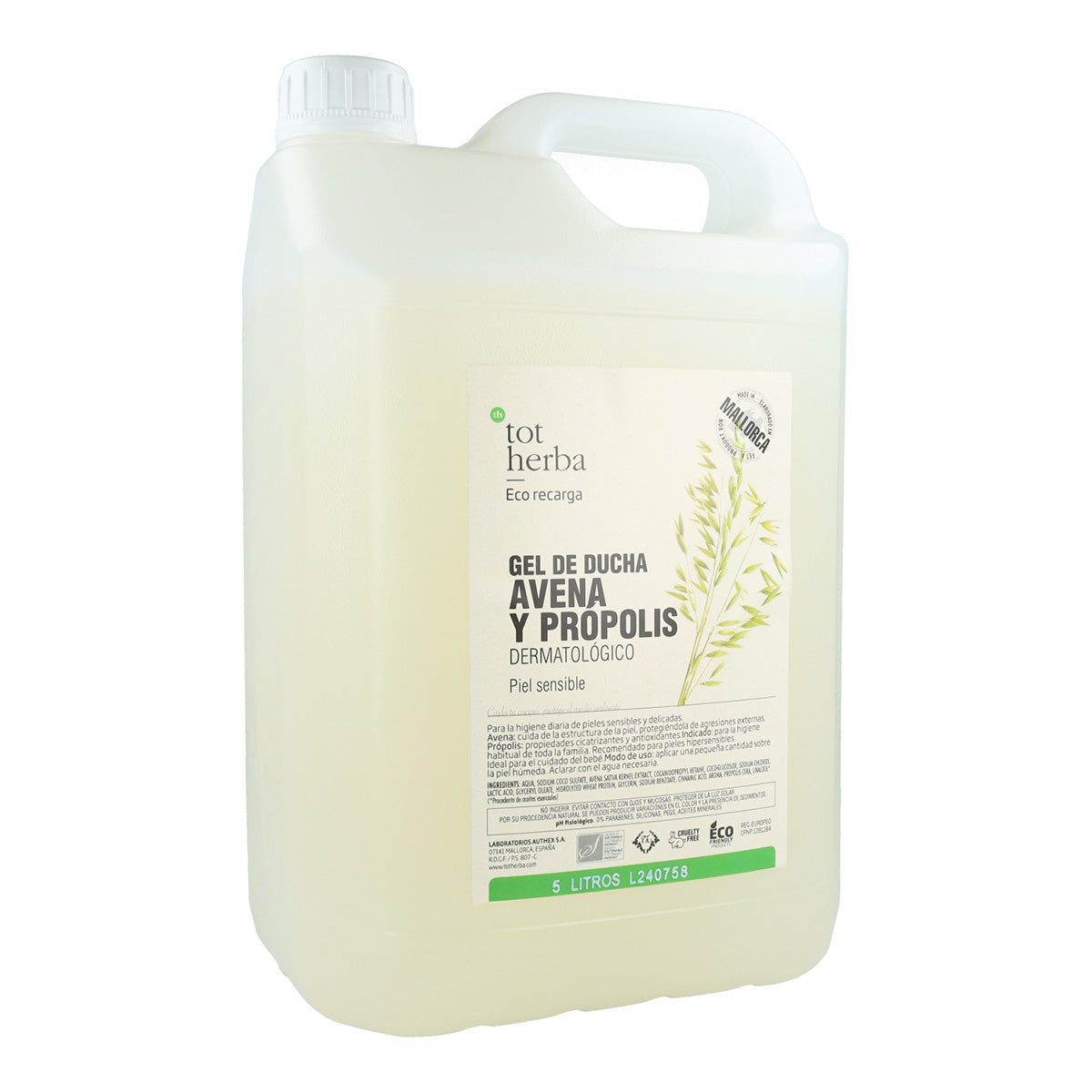 Gel de ducha dermatologico de avena Tot Herba 5L