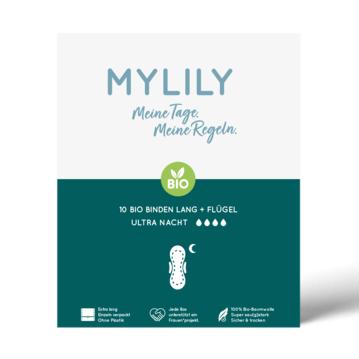 Compresas de noche, 100% algodón ecológico MYLILY, 10 ud