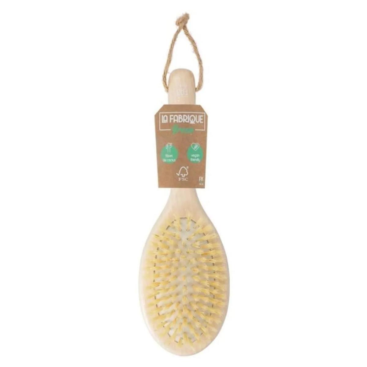 Cepillo de cabello ovalada de madera con fibras cactus La fabrique Green