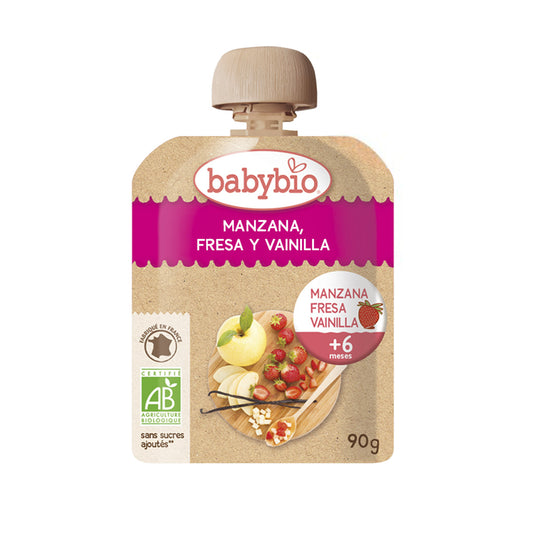 Pouch de fruta: Manzana fresa y vainilla, Babybio, 90g