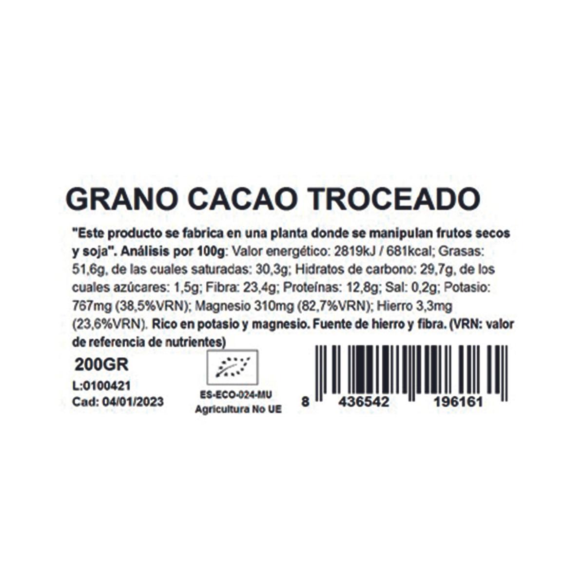 Grano de Cacao Troceado (Nibs) Naturgreen, 200 g