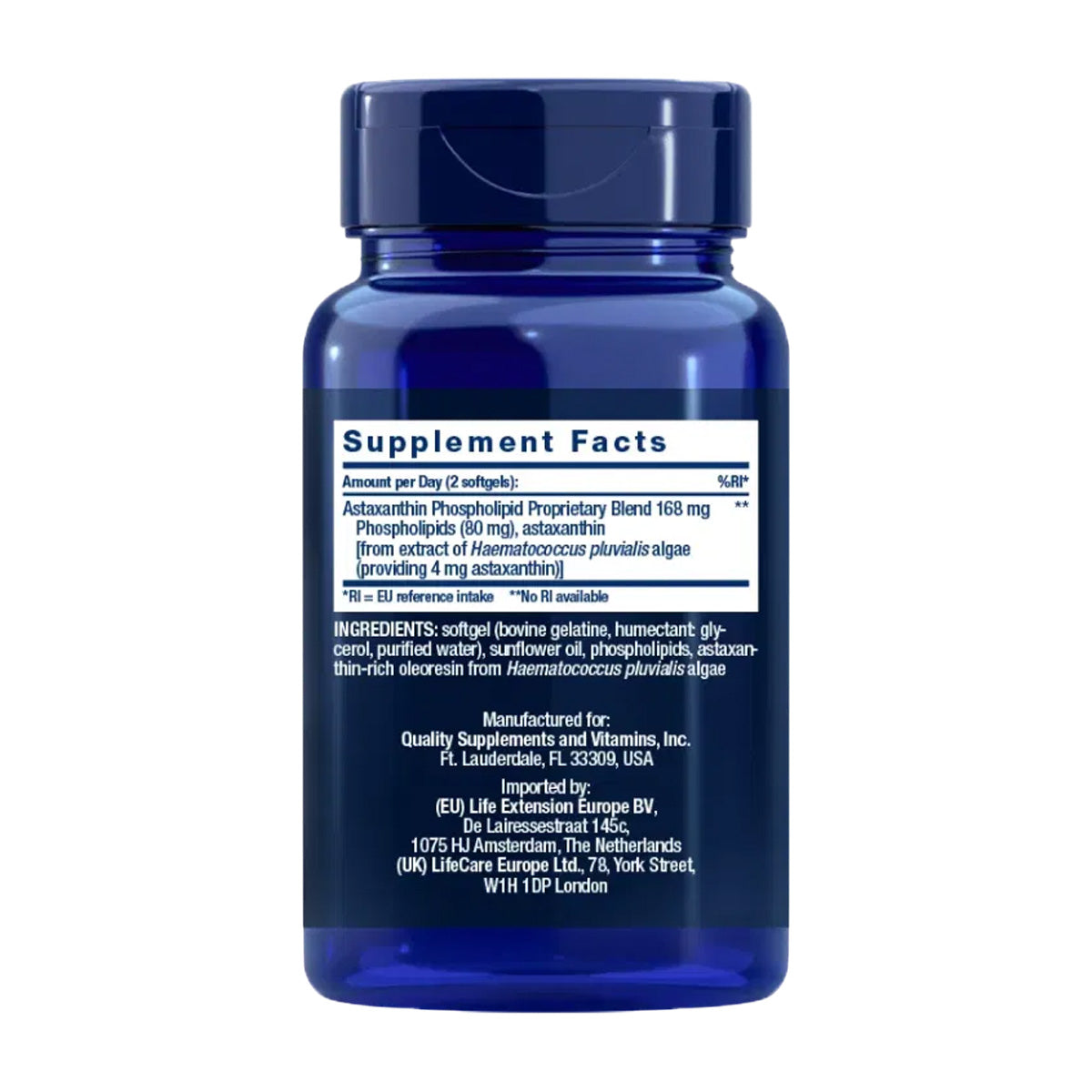 Astaxanthin with Phospholipids 4 mg, Life Extension 30 perlas