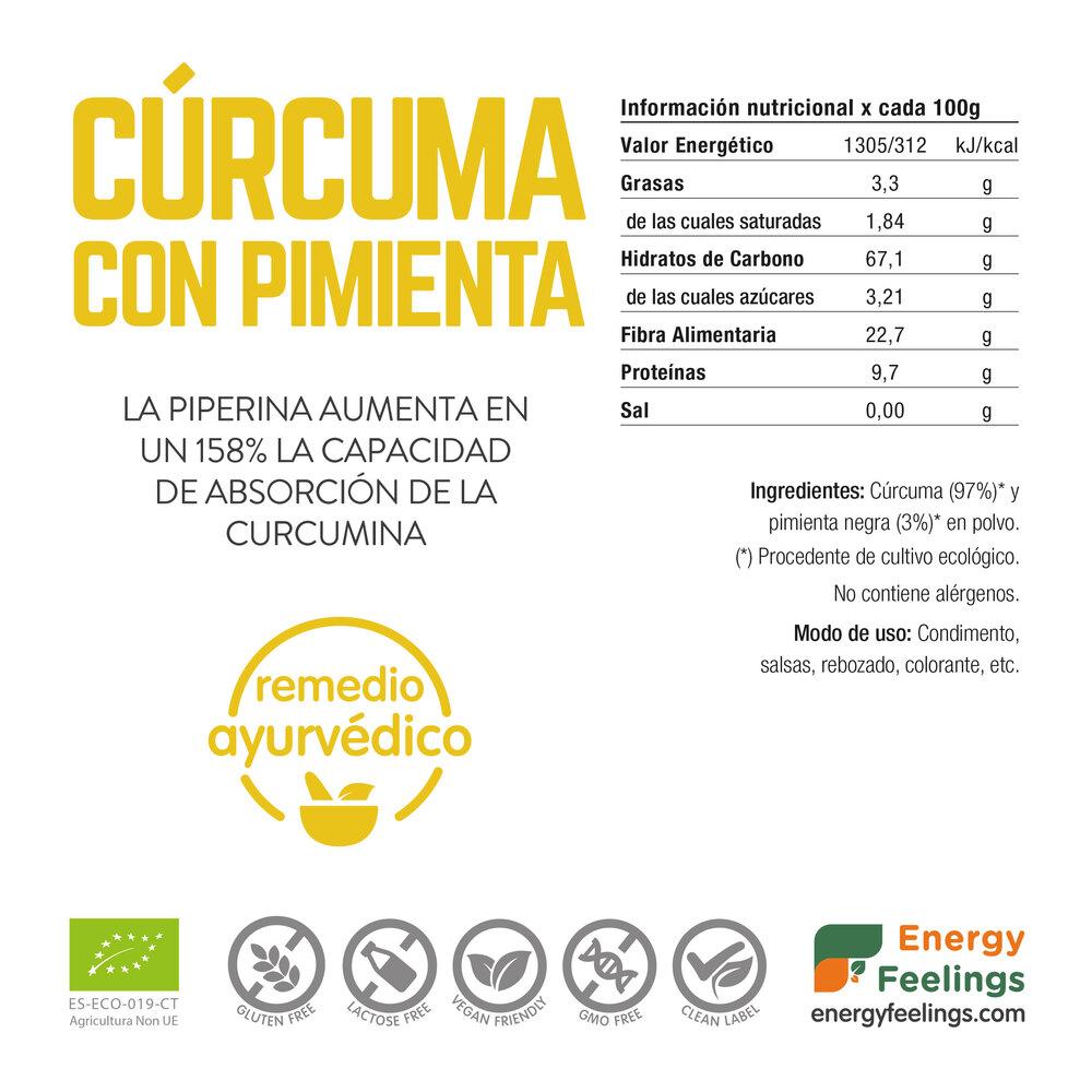 Cúrcuma Con Pimienta negra en Polvo Eco  Energy Feelings 200 g
