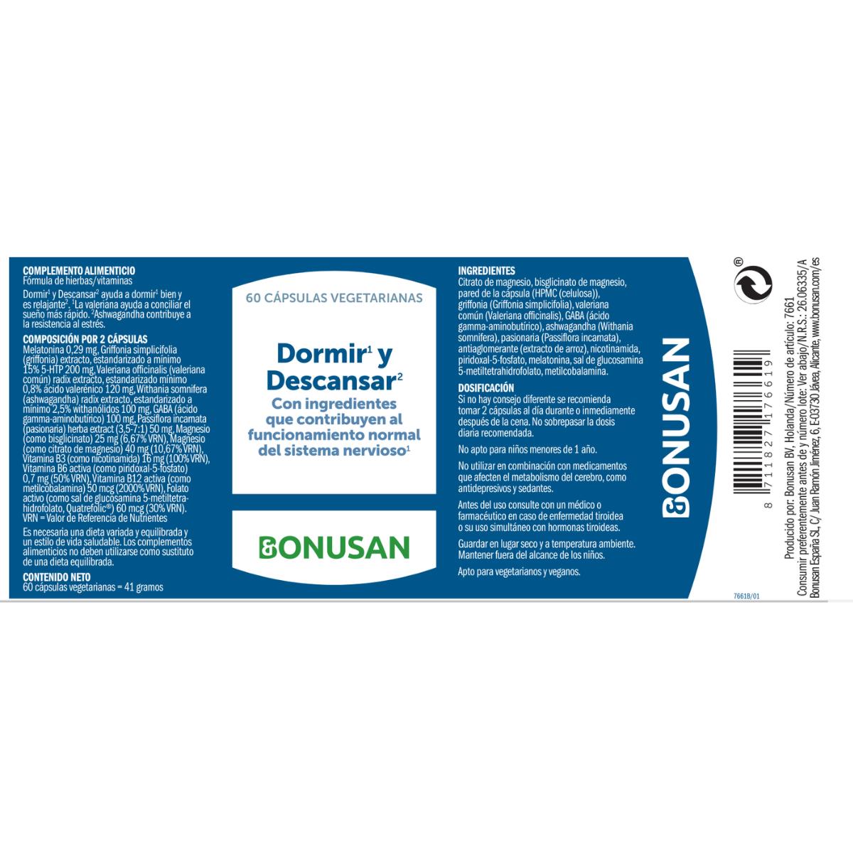 Fórmula Dormir & Descansar Bonusan 60 cápsulas