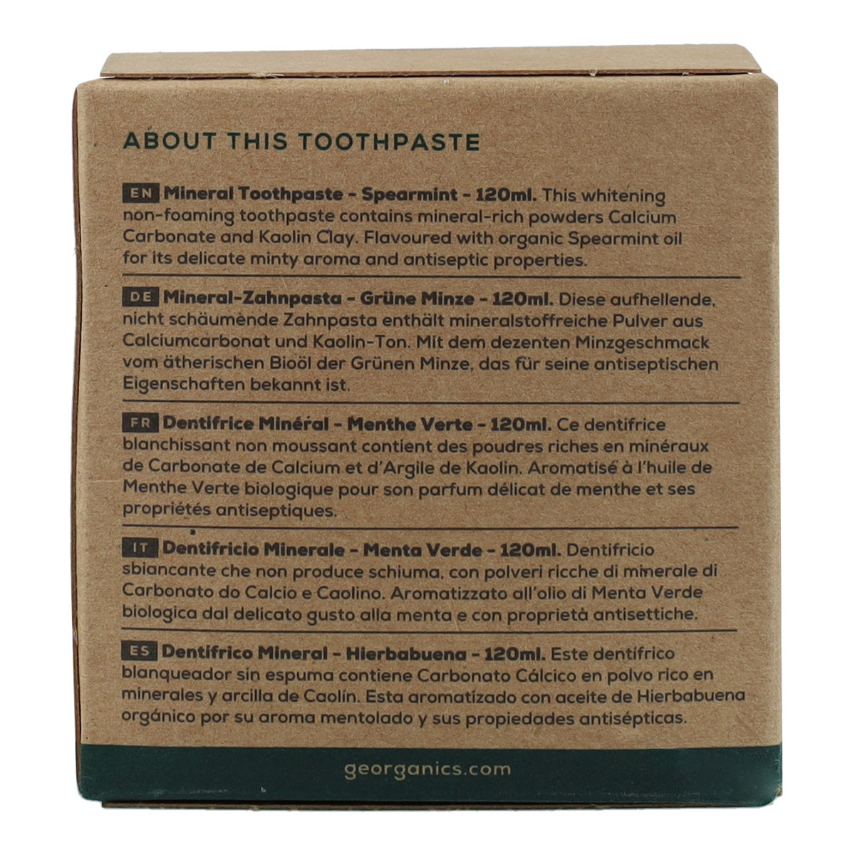 Dentífrico natural Hierbabuena y Coco Georganics