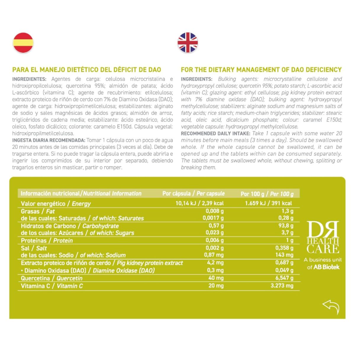 DAOfood® Plus 60 cápsulas con comprimidos gastrorresistentes