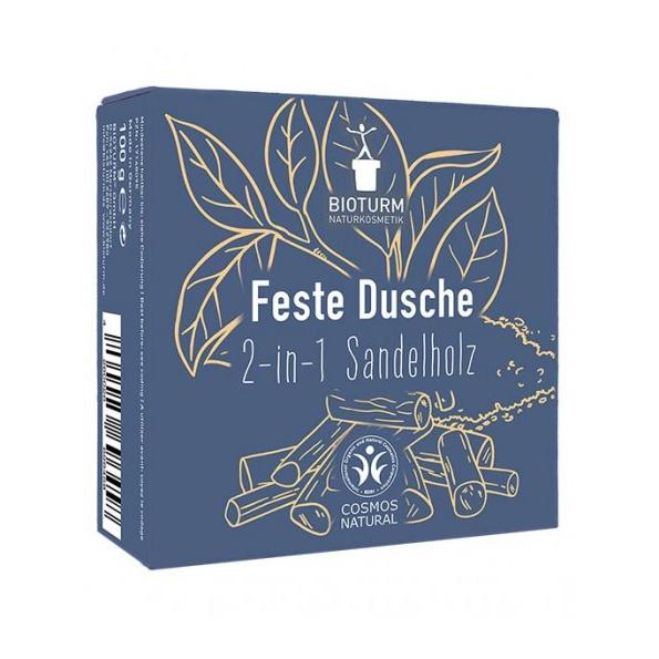 Champú y gel sólido 2 en 1 sándalo capilar y corporal Bioturm 100 g