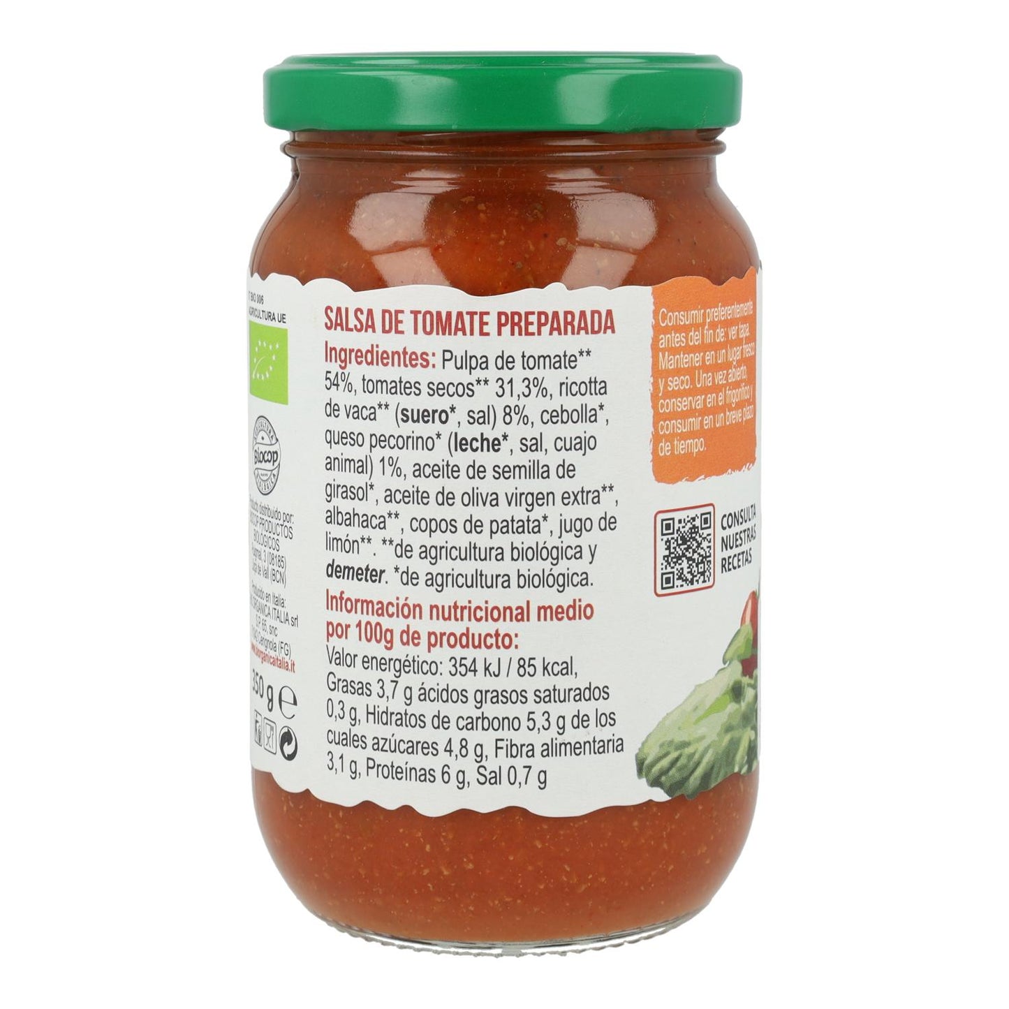 Salsa de Tomate con Ricotta Bio Organica Italia 350 gr