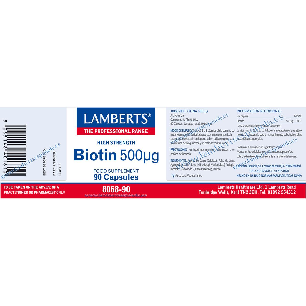 Biotina 90 cápsulas de 50 μg