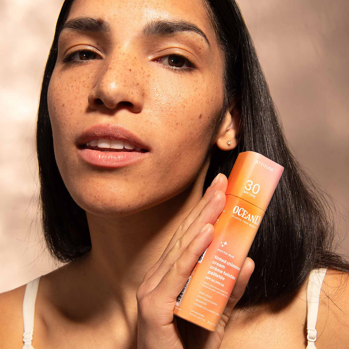 Oceanly - Crema facial con protección solar PHYTO-SUN - Con color y brillo - SPF 30, Attitude, 30 g