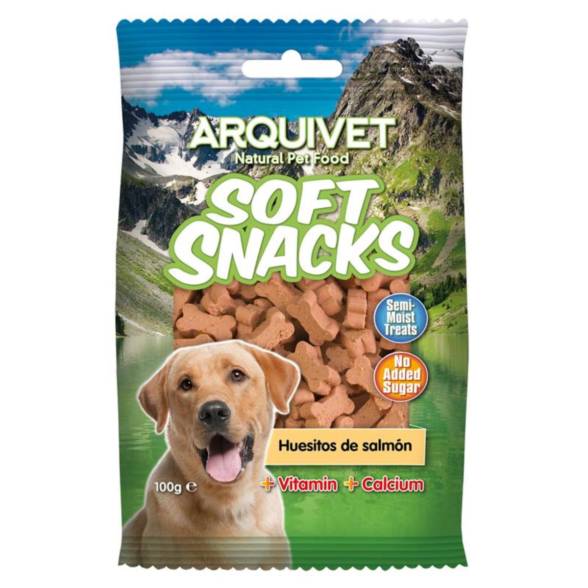 Snack natural para perros Soft Snacks Huesitos salmón Arquivet 100 g