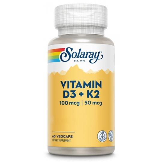 Vitamina D3-K2 Solaray 60 cápsulas