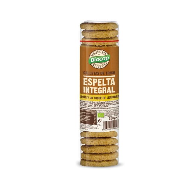Pack 2 x Galleta de Espelta Integral, Jengibre y Limón Biocop 250g