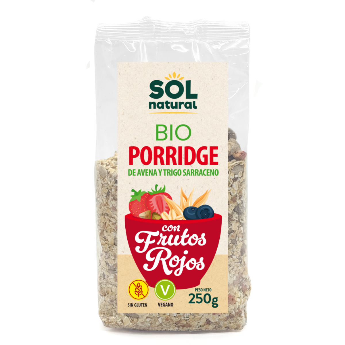 Porridge de Trigo Sarraceno con Avena y Frutos Rojos BIO Sol Natural 250 g