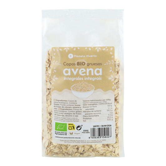 Copos de Avena integrales gruesos ECO Planeta Huerto 500 g