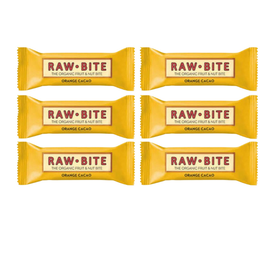 Pack x6 Barritas ecológica Raw-Bite Cacao y Naranja 50 g