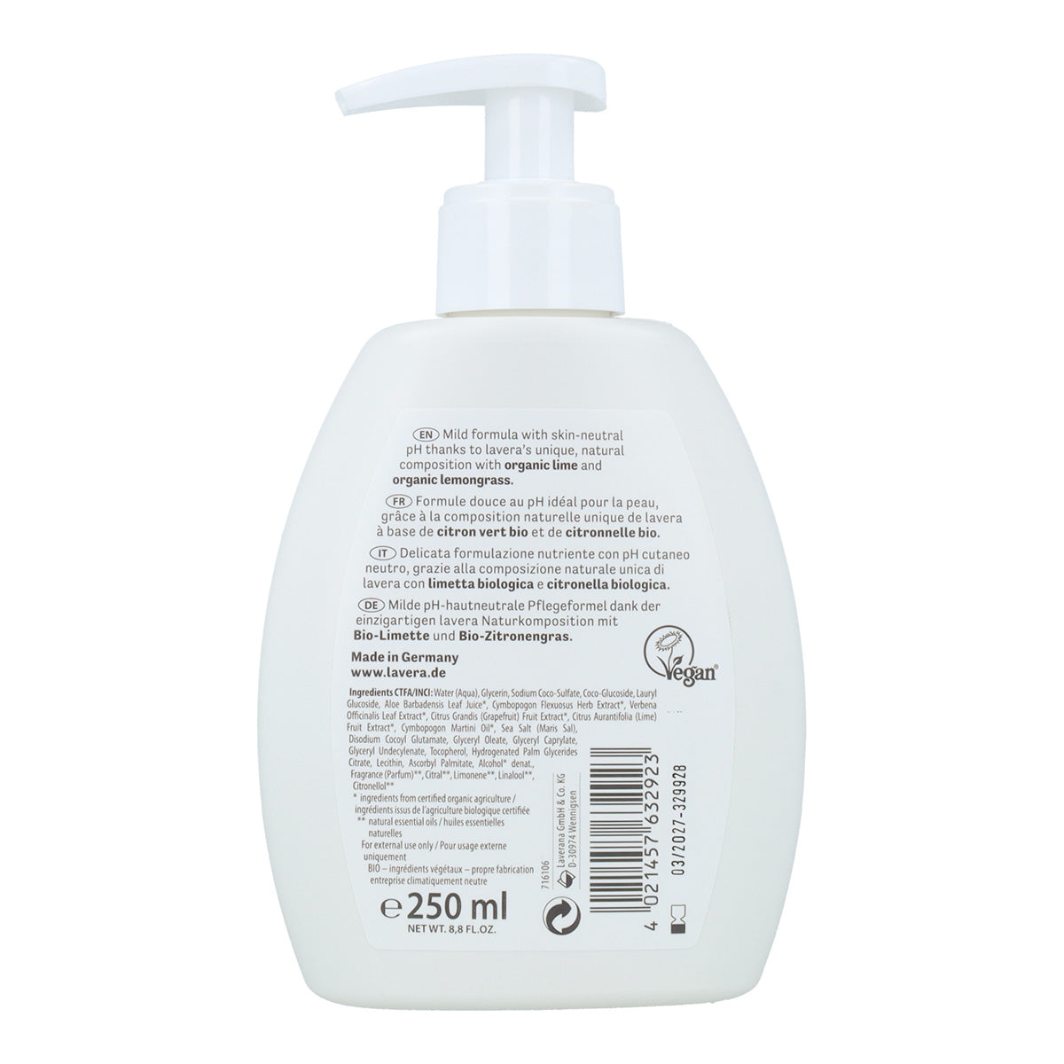 Recarga jabón de manos lima fresca, Lavera 500 ml