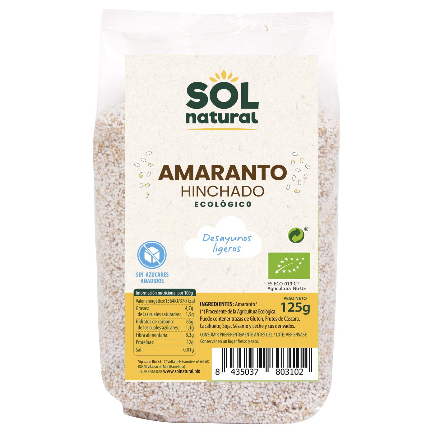 Amaranto hinchado bio Sol Natural 125 g