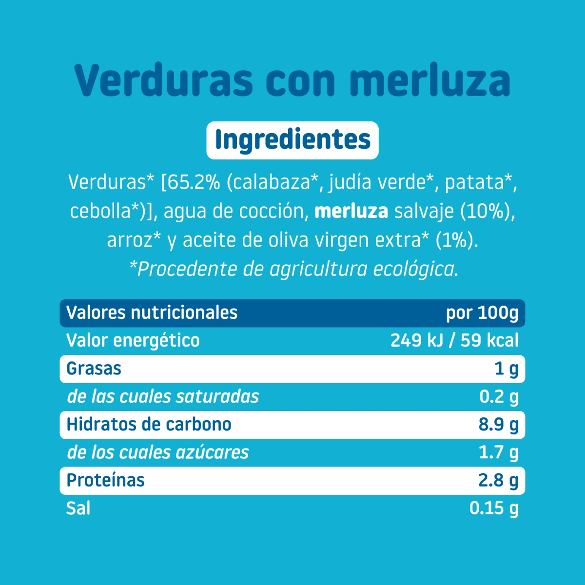 Tarrito BIO de verduras con merluza +6 meses Smileat 230g