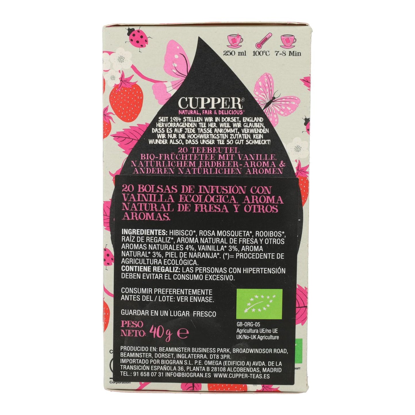 Infusion Fresa Y Vainilla Bio Cupper 20 Bolsas