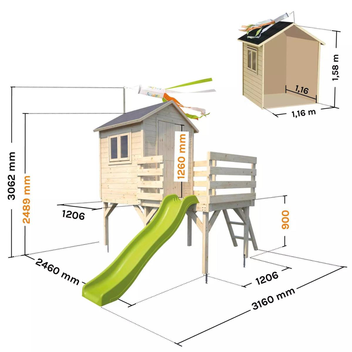 Casita de madera con tobogán Josephine Soulet