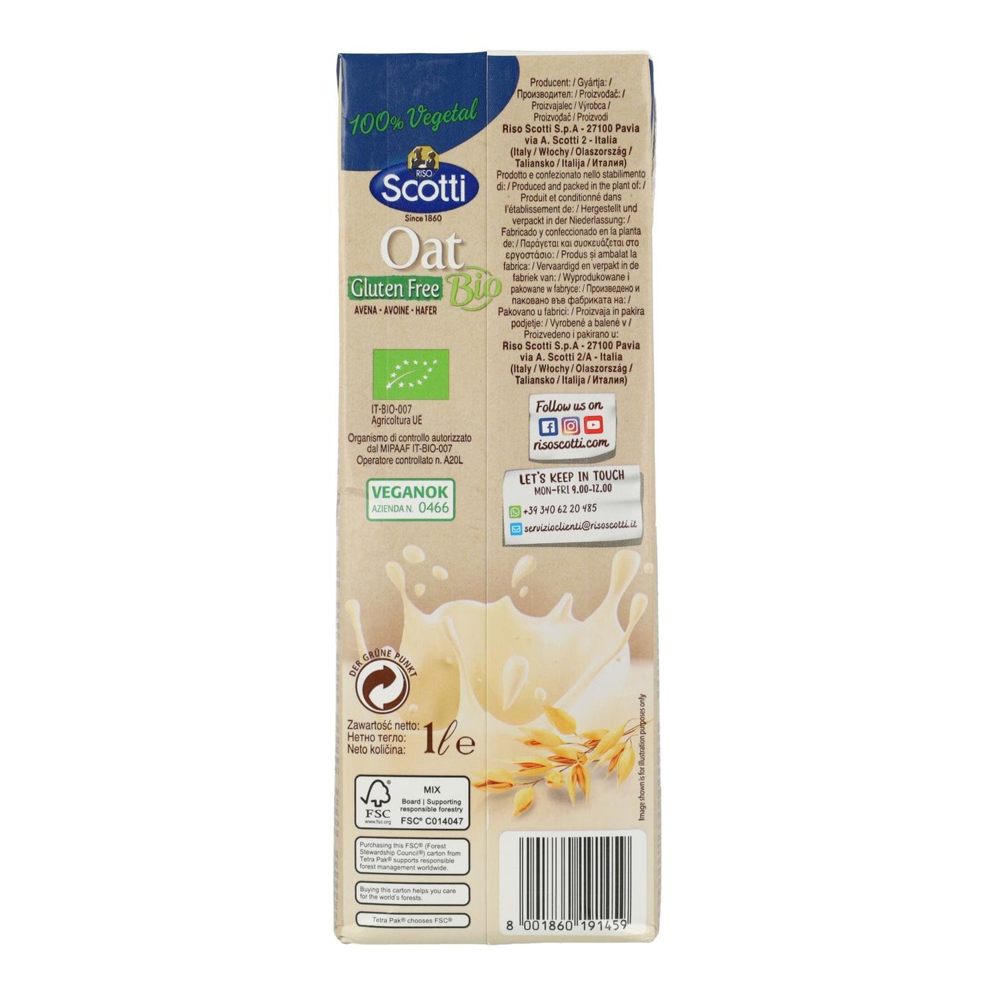 Bebida Avena BIO sin gluten Scotti 1 L