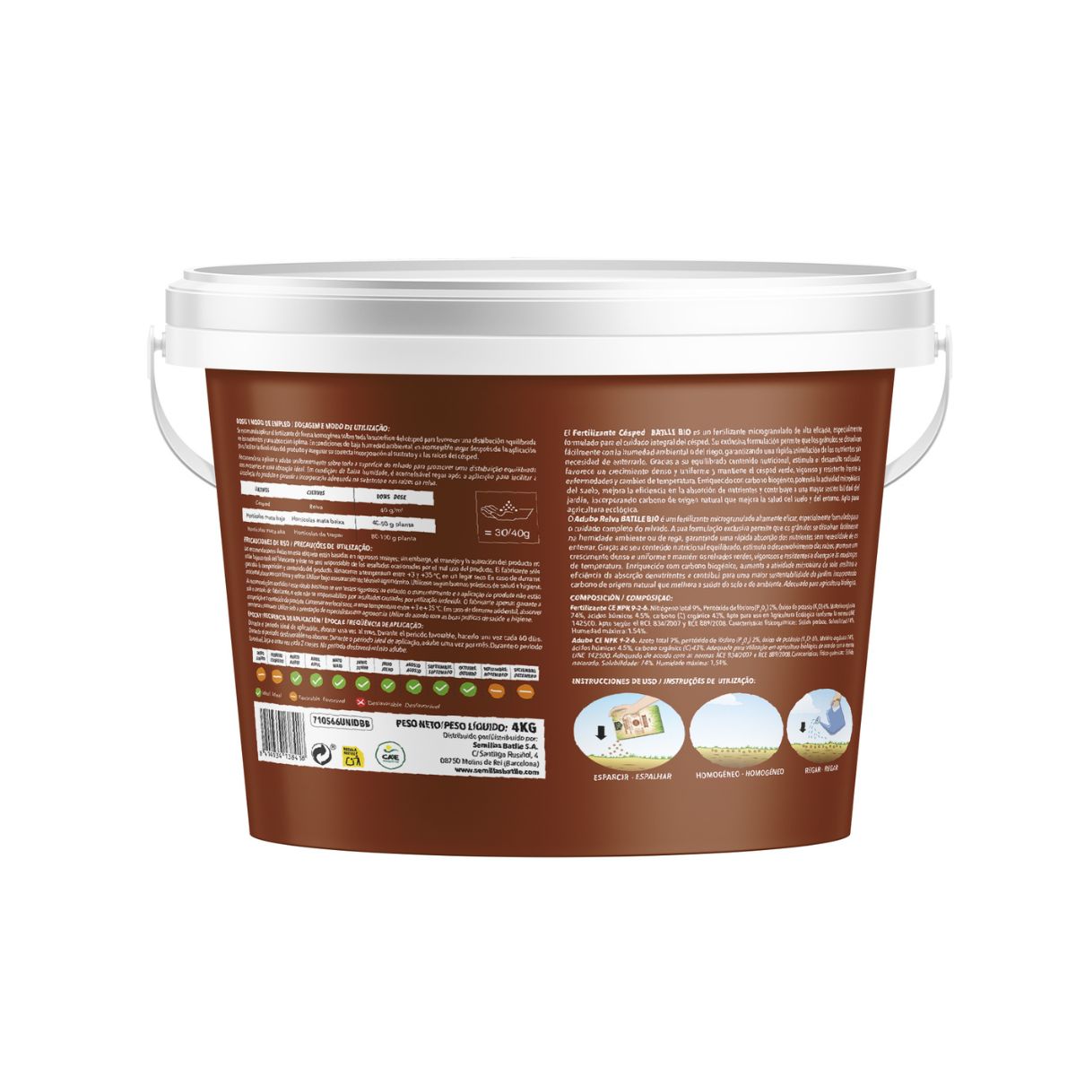 Fertilizante BIO para Cesped Cubo Batlle 4 Kg