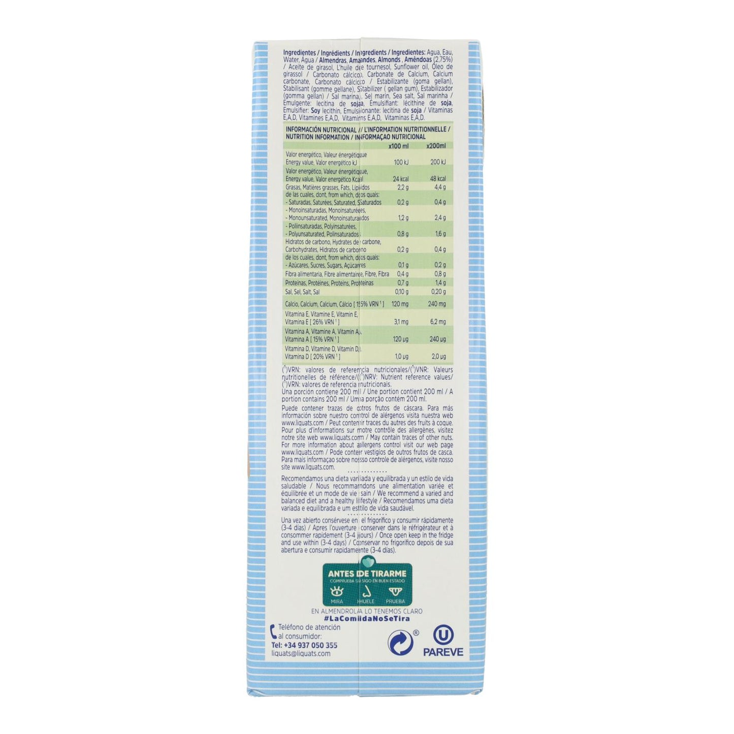 Pack 6 uds Bebida Almendra Sin Azúcares Almendrola 1 L