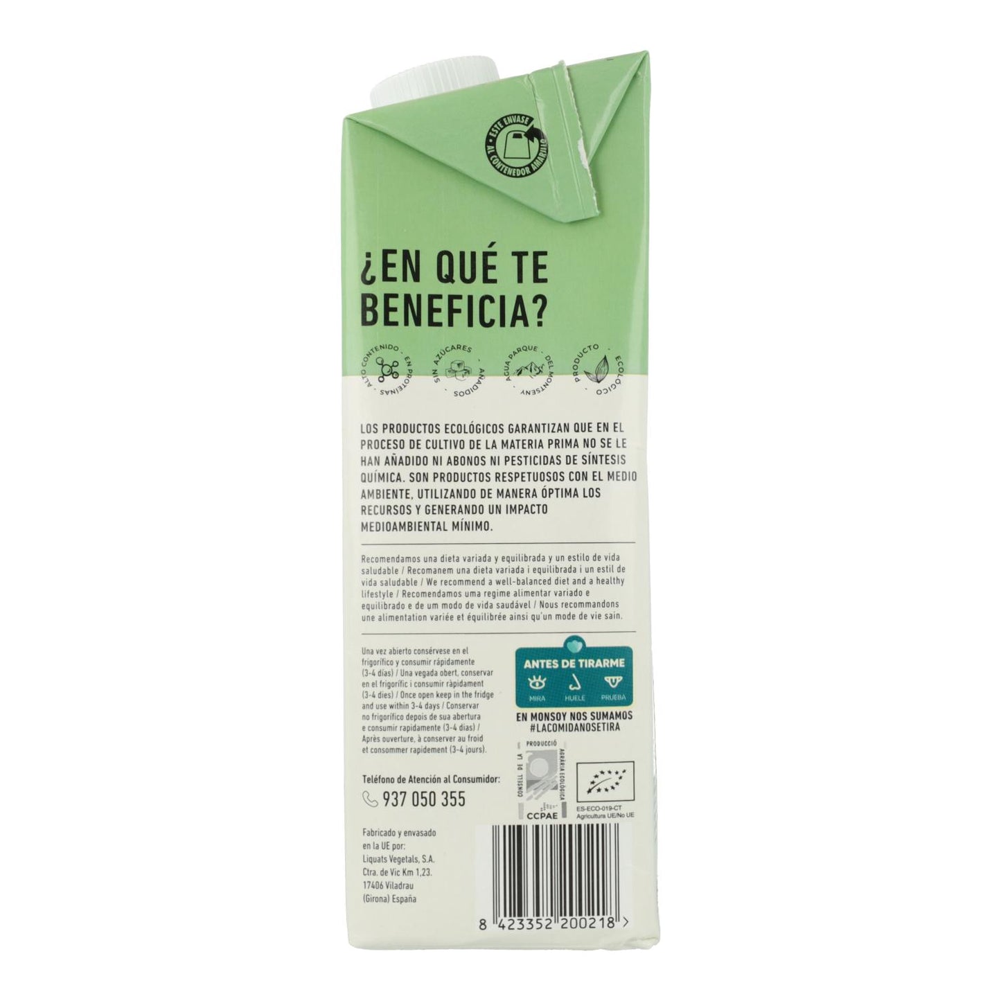 Pack 6ud Bebida Soja BIO Monsoy, 1L