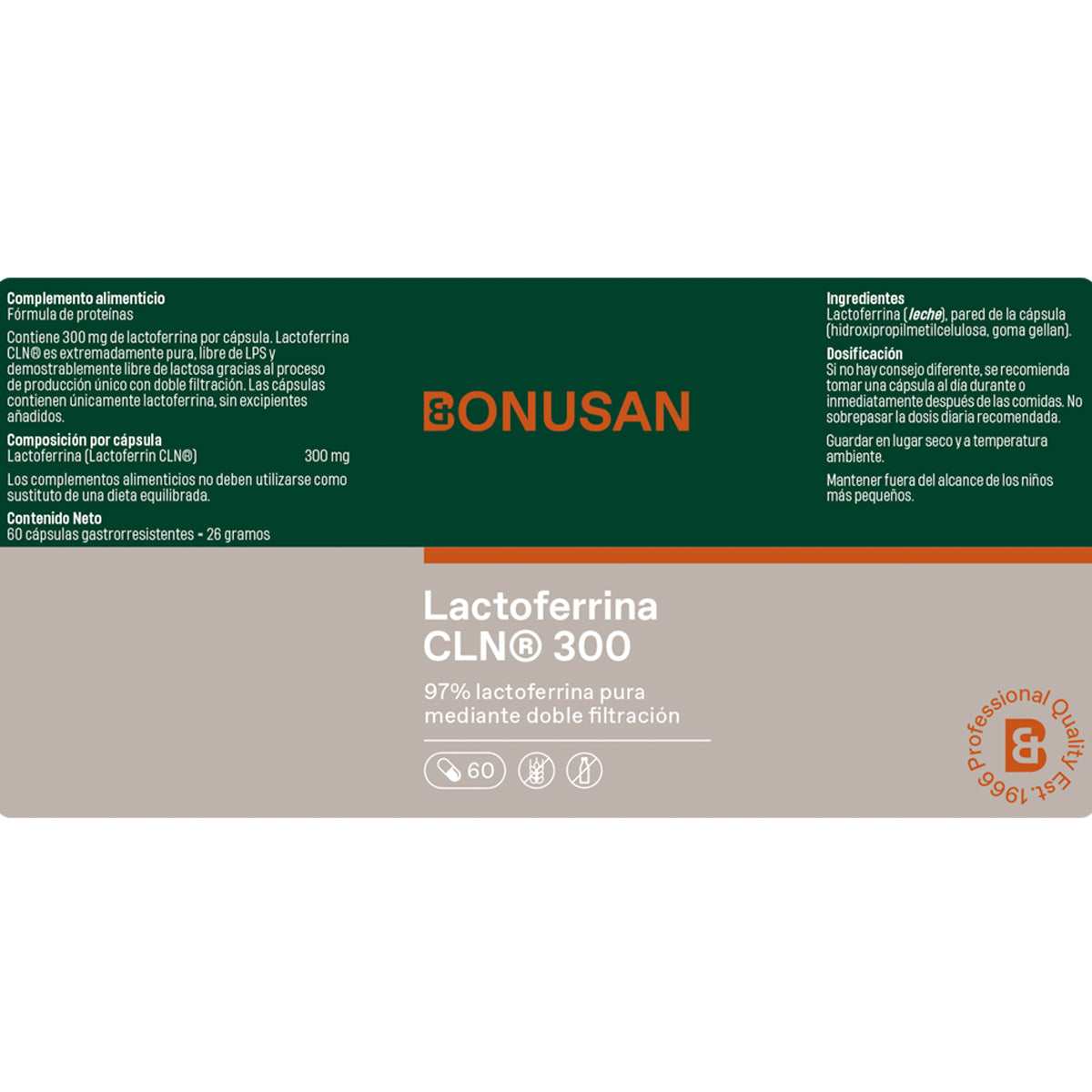 Lactoferrina CLN® 300 Bonusan 60 cápsulas gastrorresistentes
