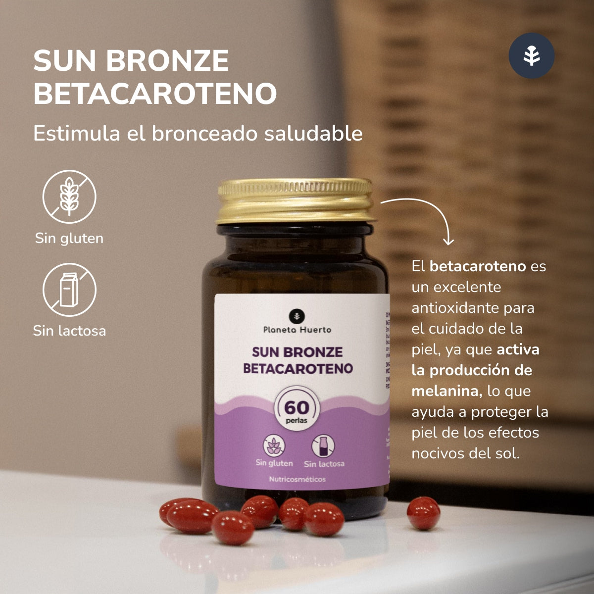 Sun bronze betacaroteno Planeta Huerto 60 perlas