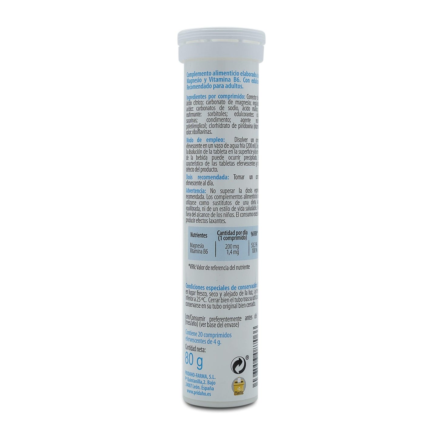 H4U Magnesio + Vitamina B6 + Vitamina B2 20 comprimidos efervescentes sabor naranja limón