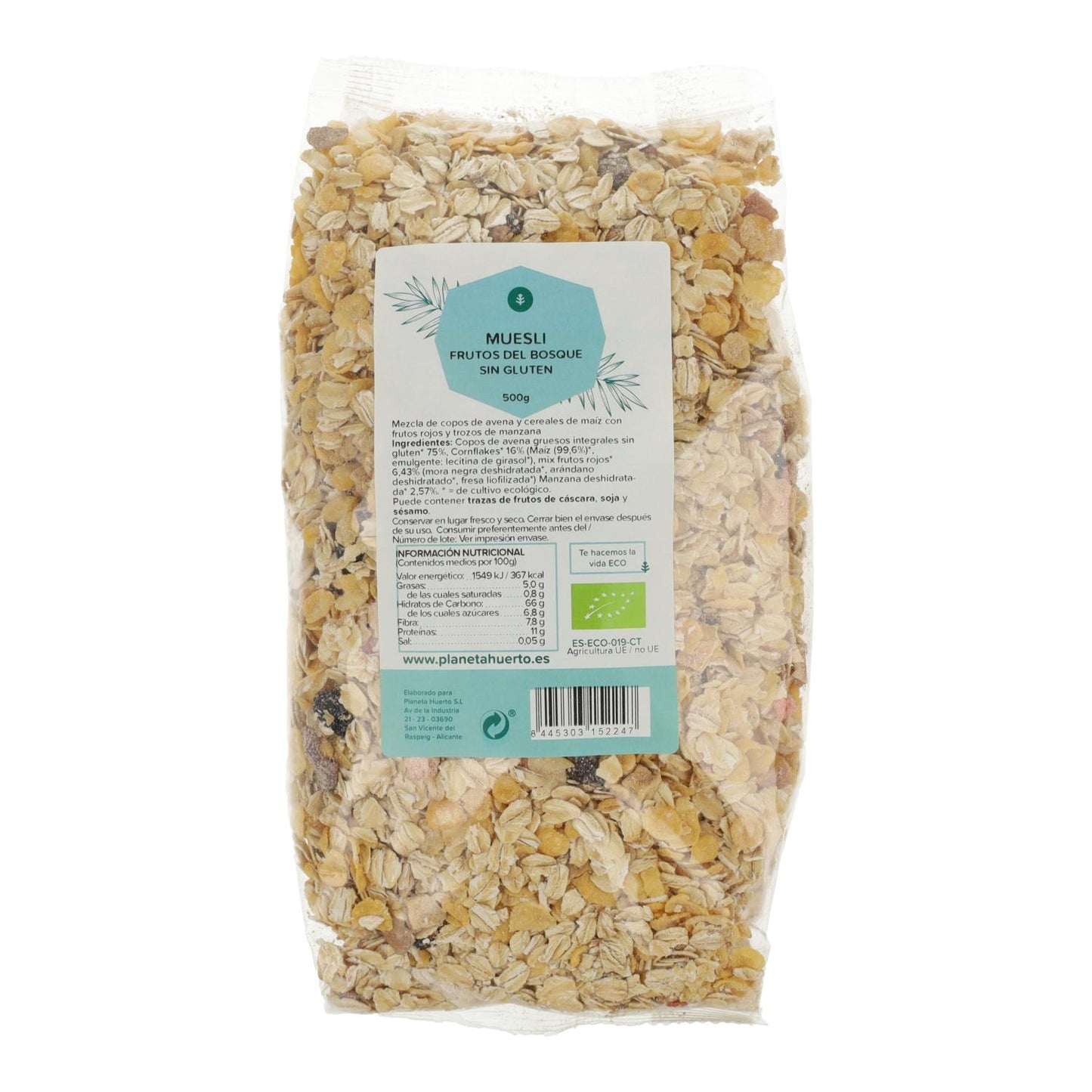 Muesli Sin Gluten Frutas del bosque ECO Planeta Huerto 500 g