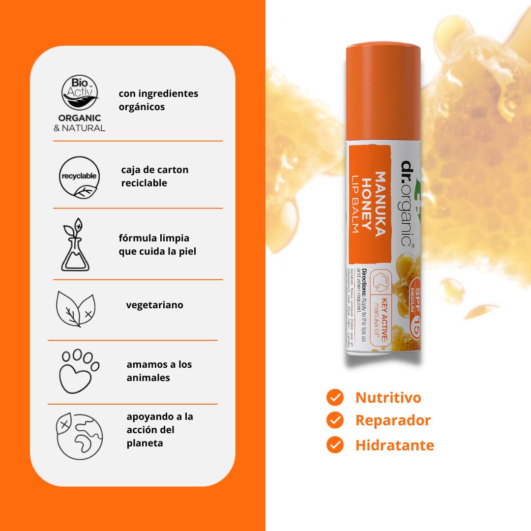 Bálsamo labial Miel de Manuka Dr. Organic, 5.7ml