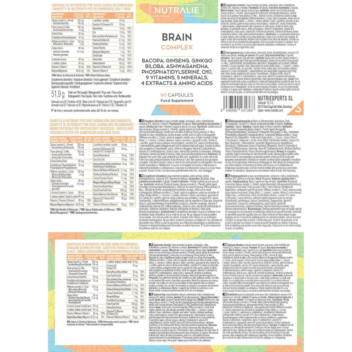 Nutralie Brain Complex Nootrópico con Agilidad Mental 60 Cápsulas
