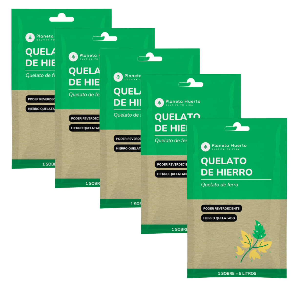 Pack Quelato de Hierrro soluble Planeta Huerto 5 uds para 25 L