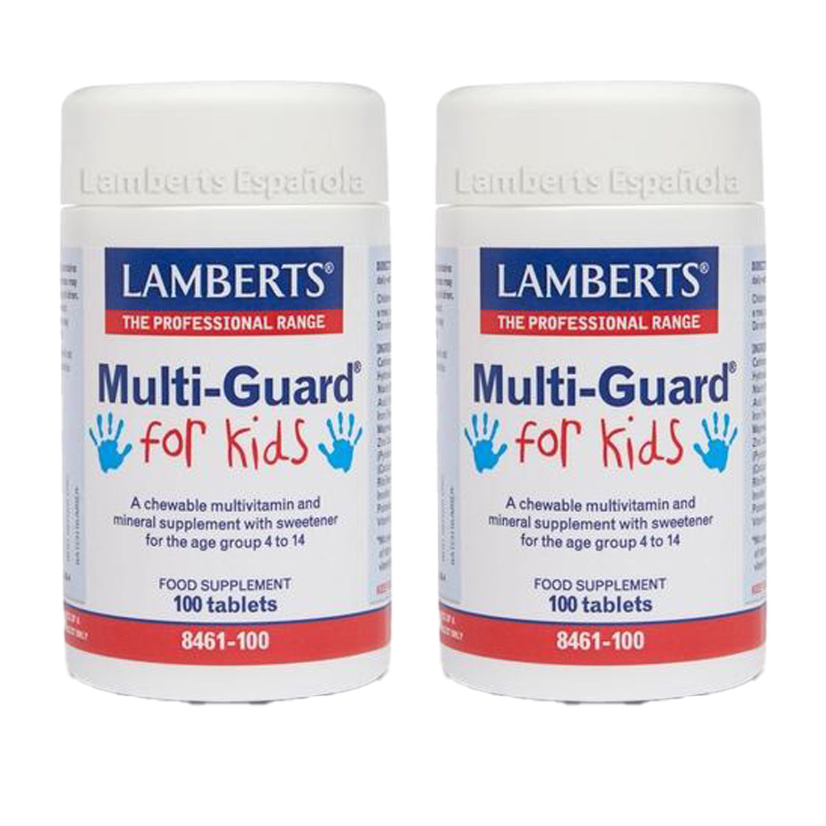 Pack 2x Multi-Guard para Niños. Vitaminas y Minerales, Lamberts, 100 tabletas masticables
