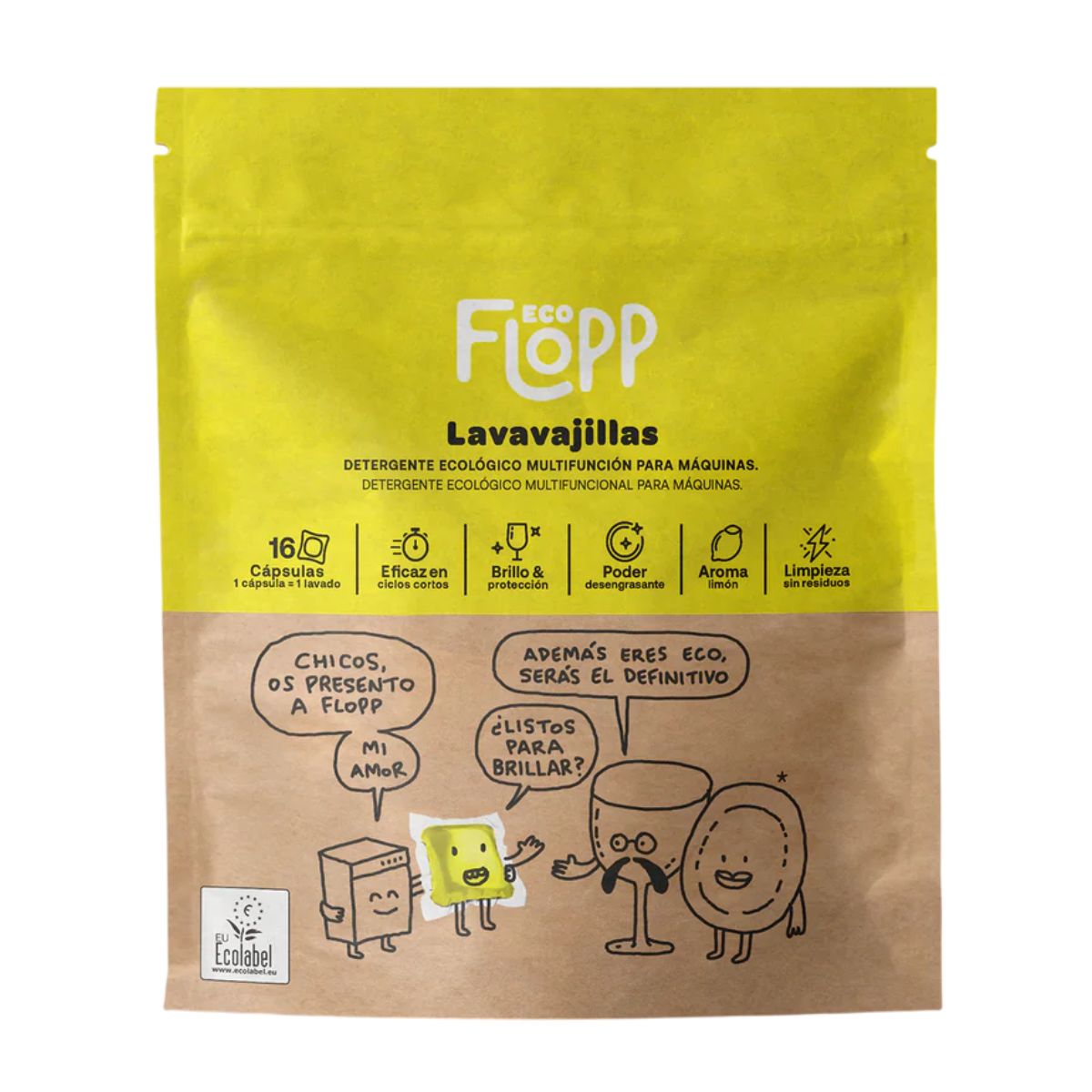 Pack 2 x Lavavajillas en gel ECO Flopp 16caps